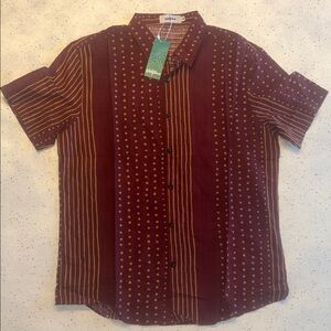Men's Burgundy and Orange Casual Shirt
